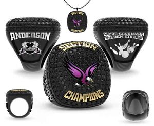 Venta Directa de Fábrica, Anillo de Campeonato para Atletas con Diseño de Logotipo Personalizado, Chapado en Oro Rosa, Forma de Corazón, Cristal Tradicional - Product Image 1