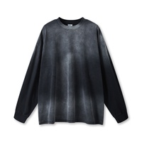 Vêtements de rue personnalisés de haute qualité pour hommes Stock livraison directe t-shirt lavé à manches longues