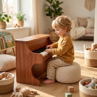Portable Wooden Children's Electronic Keyboard Musical Instrument 25-Key Baby Piano Toy Education Toy Ages 7-12