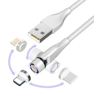 3合1磁性充电电缆3A快速C型电源充电器电缆1 M 540度微型USB磁铁线