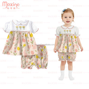 Ensemble bébé de Pâques avec col Peter Pan, applique lapin et design à volants printaniers, tenue <span class=keywords><strong>2</strong></span> pièces pour petites filles - Product Image 6