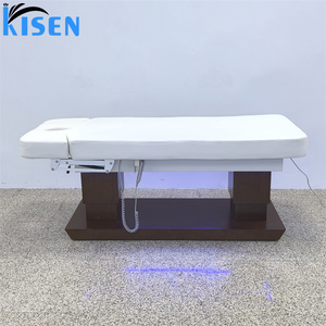 Kisen High Tech 4 Motor Electric Beauty <b>Bed</b> With Wood Base Lash Chair LED Lighting Adjustable Armrests Massage Table Salon <b>Bed</b> - Product Image 2