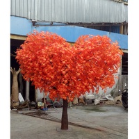 Nouveauté ressembler à de la vraie fibre de verre 300cm hauteur coeur moule artificiel automne rouge érable mini bonsaï pot arbre