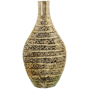 Jarrón de Mesa Contemporáneo Hecho a Mano, Diseño Bohemio, Acabado Dorado, 34 cm de Altura - Product Image 6