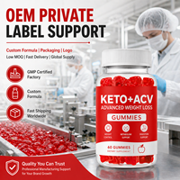 Gummies au vinaigre de cidre de pomme Keto certifiées GMP, marque privée, 60 unités, pour le soutien à la gestion du poids – Gummies Keto ACV
