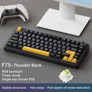 AULA F75 Wholesale Mechanical Gaming Keyboard RGB Backlit <b>USB</b>-<b>C</b> Interface Programmable Keys, Plug and Play, Full Size, White - Product Image 2