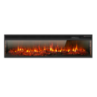 Cheminée électrique encastrée ultrafine 3d led moderne, simulation de flamme de feu, décoration murale avec chauffage