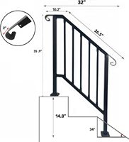 Kit de main courante réglable en fer forgé à 3 marches pour escalier extérieur et porche, idéal pour salle de bain et appartement
