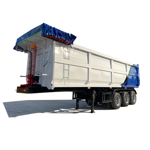 Semi-<span class=keywords><strong>remorque</strong></span> benne basculante tri-<span class=keywords><strong>essieux</strong></span> en acier robuste avec benne arrière pour le secteur minier, capacité de charge >30000kg - Product Image 1