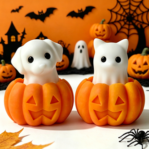 Stampo in Silicone Premium Riutilizzabile per Torte a Tema <span class=keywords><strong>Halloween</strong></span> (Fantasma, Gatto, Cane, Zucca) per Pasticceria Domestica e Candele Aromatiche - Product Image 5