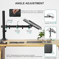 Nouveau support de bureau ergonomique robuste pour deux moniteurs, en fer recouvert de plastique, réglable, pour écrans de 17 à 32 pouces