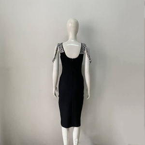 New Arrival Fashion <b>Rhinestone</b> Beaded <b>Dresses</b> Slim Fit Spaghetti Strap <b>Dress</b> Sleeveless Long Party Club <b>Dress</b> - Product Image 5