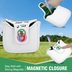 Housse de tête de putter en cuir PU, design fabricant, magnétique, brodée, pour putter mallet - Product Image 5