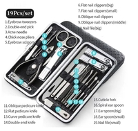 Kit de soin personnel professionnel 19-en-1 en acier inoxydable pour manucure et pédicure – Trousse de voyage