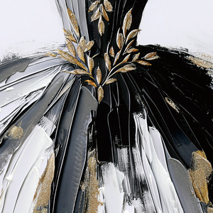 Arte Mural Moderno, Pintura al Óleo <span class=keywords><strong>de</strong></span> Vestido <span class=keywords><strong>de</strong></span> Bailarina Texturizado con Decoración <span class=keywords><strong>de</strong></span> Pan <span class=keywords><strong>de</strong></span> Oro, Pintura Artística en Lienzo con Marco <span class=keywords><strong>de</strong></span> Madera - Product Image 4