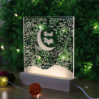 Lampe de nuit en acrylique en forme de lune, base en bois, lampe de chevet LED, lampe de nuit USB avec design personnalisé