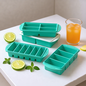 Boîte de conservation alimentaire sans BPA à 4 compartiments, moule en silicone pour soupe, sauce, glaçons, beurre, chocolat, bac de congélation avec couvercle - Product Image 3
