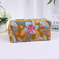 Tas Makeup Berlapis Bunga Polyester Tren Fashion Lintas Negara, Kantong Perawatan Kulit Travel dengan Ritsleting, Organizer Portabel Kapasitas Besar