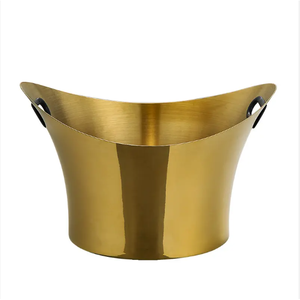 Tùy Chỉnh Kim Loại Rượu Vang Mát Bia Xô Thép Không Gỉ 5L Sang Trọng Rượu Sâm Banh Vàng Xô Đá Với Xử Lý - Product Image 5