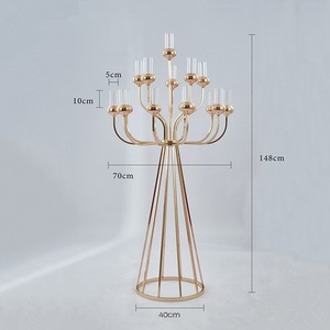 IFG – bougeoirs en métal, 16 têtes, grande fleur, corona en verre, centre de table de mariage, bon marché - Product Image 5