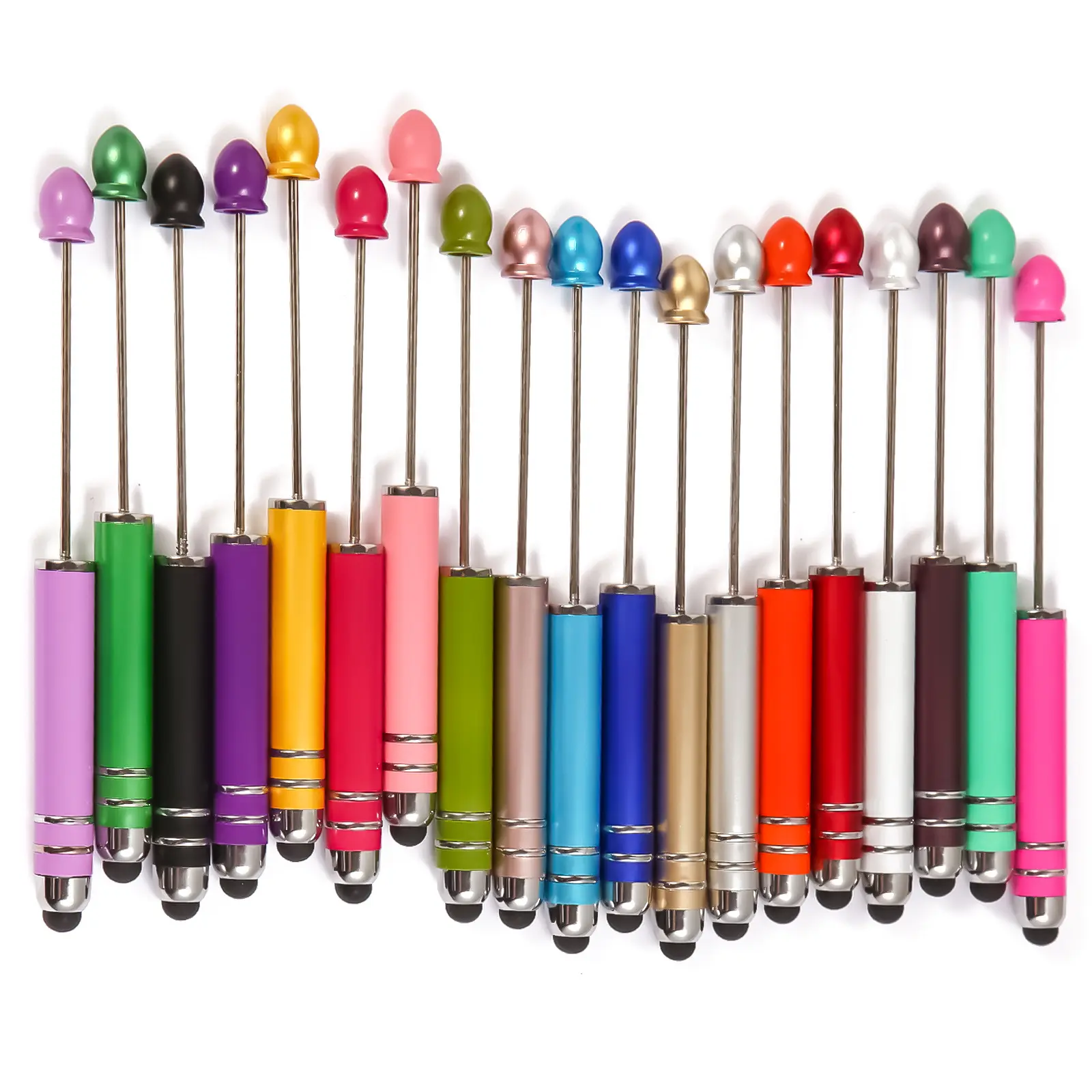 Caneta de plástico DIY barata com tela de toque frisada para presentes funky caneta stylus para crianças