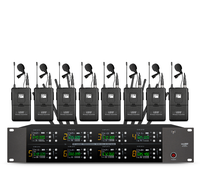 Microphone sans fil 8 canaux 100M 4*50 points de fréquence Matériel métallique Système de modulation de fréquence UHF infrarouge pour extérieur OEM