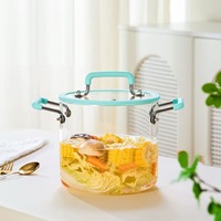 Ensemble de casseroles en verre borosilicate de grande capacité en gros, pot à bouillir transparent avec poignée en acier inoxydable et silicone