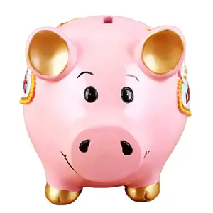 装饰厂家直销创意大猪形陶瓷钱盒存钱罐陶瓷钱币银行公仔摆设用品