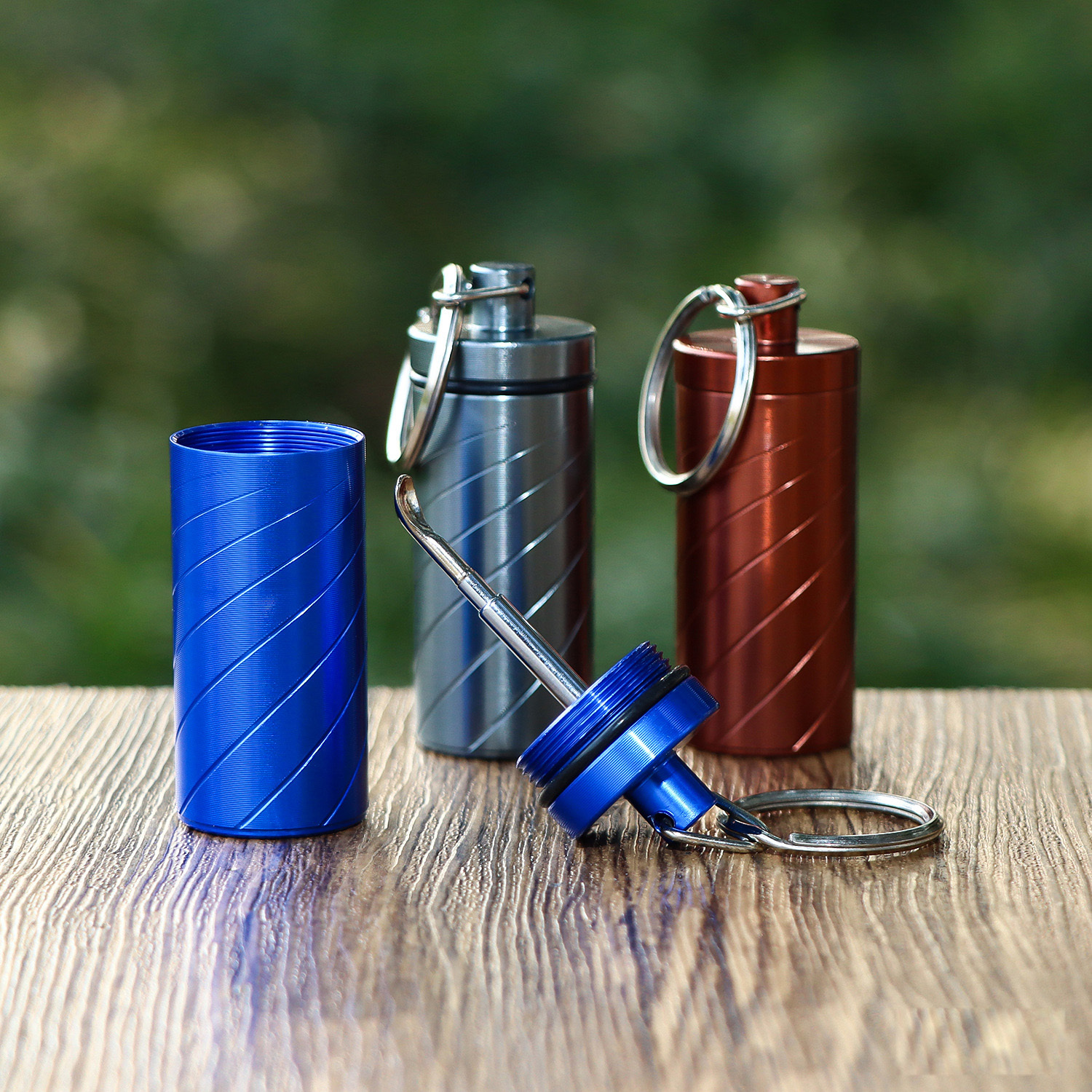 Portable Spice Bottle with Telescoping Spoon Stash Jar Container