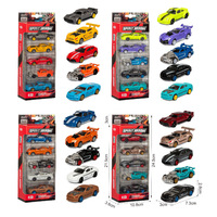 Voiture en alliage 5pcs 1:64 Ensemble promotionnel Simulation Miniature Diecast Toy Vehicles Sliding Alloy Fighter Plane Sports Car Toy