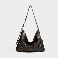 Sac Hobo de Luxe pour Femme, Style Punk, Sac à Bandoulière Souple avec Rivets Argentés, Sac à Main Élégant pour Dames
