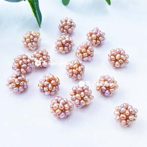 Perles d'eau douce tissées à <span class=keywords><strong>la</strong></span> main Muses Jewels 13-14 mm, boules de fleurs pour <span class=keywords><strong>la</strong></span> fabrication de bijoux, boucles d'oreilles et colliers DIY, choix entre blanc ou coloré - Product Image 3