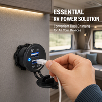 Chargeur USB double port 3.1A 2.1A pour bateau, marine, voiture, prise 12V