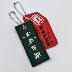 Porte-clés en acier inoxydable brodé sur mesure avec tissu en polyester, logo personnalisé, porte-clés pour la promotion, cadeaux souvenirs - Product Image 4