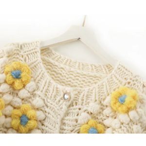 Moda de primavera botón personalizado bordado a mano cárdigan señora abrigo de punto - Product Image 5