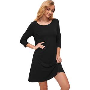 Chemise de nuit pour femmes en viscose de bambou douce, manches 3/4, vêtements de nuit confortables avec poches, tissu modal en coton, personnalisable - Product Image 1