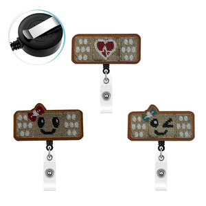 In stock fabric pull-tab heart <b>bow</b> nurse/doctor ID card <b>clip</b> name tag <b>clip</b> pull cord holder badge scroll - Product Image 1