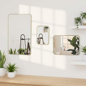 Modern Luxury Large <b>Rectangular</b> <b>Wall</b> <b>Mirror</b> with Brass Metal Framed for Home Living Room Decoration - Product Image 1