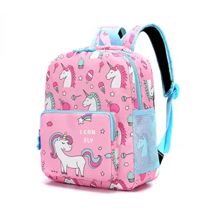 Mochila escolar rosa para crianças, mochila escolar leve com desenhos animados para meninas, ideal para o jardim de infância