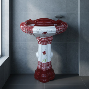 Italian Style White Marble Look Ceramic Cylindrical Pedestal Wash Basin Premium Bathroom Sink - Product Image 5