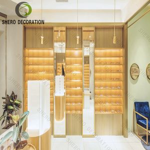 <b>Wall</b> <b>Mounted</b> Eyeglass Display Shelf System with Durable Hooks Eyewear Space Saving Design for <b>Optical</b> Store Layout Plan - Product Image 2