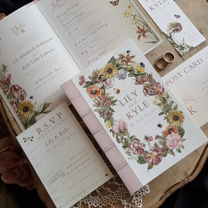 Invitación de Boda Vintage Bloom Estilo <span class=keywords><strong>Libro</strong></span> Plegable A5 con Diseño Floral Delicado, Juego de Folletos con Tarjeta de Respuesta A6 y Marcador con Borla Sedosa - Product Image 3