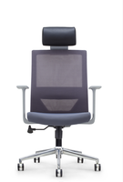 Chaise de bureau ergonomique à dossier haut Leer au design moderne, fauteuil confortable avec rotation à 360°, vérin à gaz à 3 positions, tissu en maille pour usage domestique