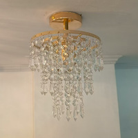 Lustre moderne en cristal, mini lustre doré avec cristaux transparents pour chambre à coucher, couloir