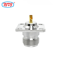 Connecteur coaxial N femelle 50 ohms à montage sur panneau ou sur châssis avec bride en téflon, fourni par le fabricant, en stock