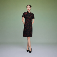 Robes élégantes pour femmes en soie de mûrier 100% pure, col montant, soie Gambiered, exquises, héritage culturel immatériel chinois, vente en gros