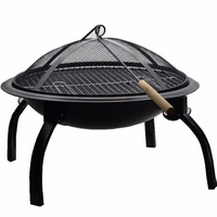 Poêle de barbecue portable, réchaud rond pliable avec trépied, support pour charbon de bois, pot de feu d'extérieur, poêle chauffante pour l'extérieur