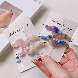 Yi YHJレディースヘアアクセサリー2025新しいウェーブアセテート2ピースセットBang Duckbillクリップサイドクリップヘアピン子供用カスタム - Product Image 3