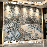 Panneau mural UV en marbre ondulé coloré, feuille de PVC haute brillance, motif unique, panneau de décoration murale pour hôtel commercial
