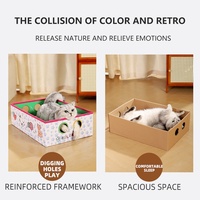 Nid pour animaux de compagnie en carton ondulé durable, lit-griffoir et bac à litière pour chat